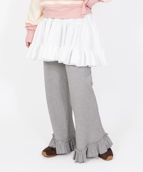 PUNYUS(プニュズ)の「リブフレアフリルパンツ(その他パンツ・レディース・ピンク/サックスブルー/ブラック/グレー/イエロー・4/3/2/1/5)」の18枚目の写真