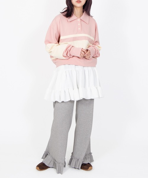 PUNYUS(プニュズ)の「リブフレアフリルパンツ(その他パンツ・レディース・ピンク/サックスブルー/ブラック/グレー/イエロー・4/3/2/1/5)」の19枚目の写真