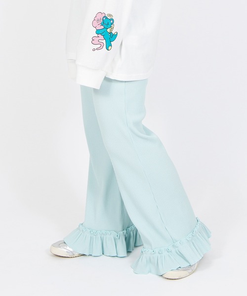 PUNYUS(プニュズ)の「リブフレアフリルパンツ(その他パンツ・レディース・ピンク/サックスブルー/ブラック/グレー/イエロー・4/3/2/1/5)」の11枚目の写真
