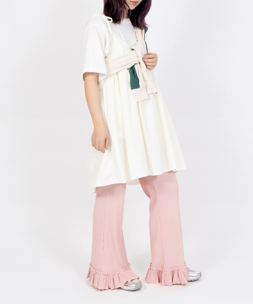 PUNYUS(プニュズ)の「リブフレアフリルパンツ(その他パンツ・レディース・ピンク/サックスブルー/ブラック/グレー/イエロー・4/3/2/1/5)」の16枚目の写真