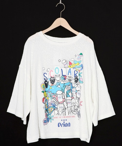 ScoLar（スカラー）の「161679：orion×ScoLar ハンズアッププルオーバー（Tシャツ/カットソー・レディース・ブルー/チャコールグレー/オフホワイト・L/M）」の19枚目の写真
