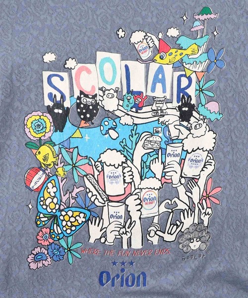 ScoLar（スカラー）の「161679：orion×ScoLar ハンズアッププルオーバー（Tシャツ/カットソー・レディース・ブルー/チャコールグレー/オフホワイト・L/M）」の4枚目の写真