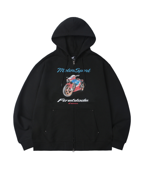 PHYPS MOTORCYCLE(フィップスモーターサイクル)の「Motorsport Fireblade Hoodie Zip-Up Black(パーカー・レディース・その他・SMALL/MEDIUM/LARGE/X-LARGE)」の1枚目の写真