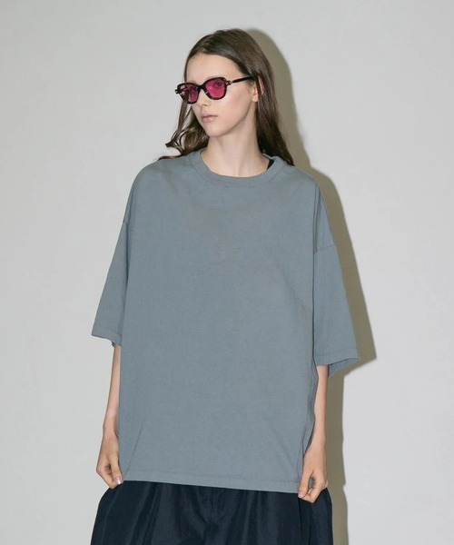 my beautiful landlet（マイビューティフルランドレット）の「【my beautiful landlet】USA COTTON OVERSIZE T-SHIRT（Tシャツ/カットソー・メンズ・ブラック/グレー/チャコールグレー/オフホワイト・1/0）」の6枚目の写真