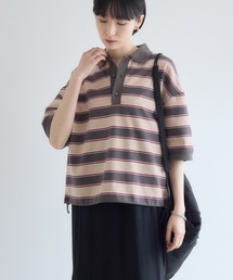 cloche マルチボーダー柄ポロシャツ