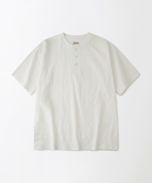 VINTAGE HENLEY NECK HALF SLEEVE TEE_OFF WHITE