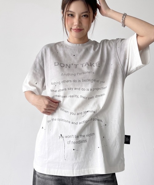 ARULE(アルール)の「A'GEM/9 × .kom 『ARULE/アルール』スプラッシュグラフィック ラインストーンTシャツ(Tシャツ/カットソー・メンズ・ホワイト/ブラック/ブルー・L)」の5枚目の写真
