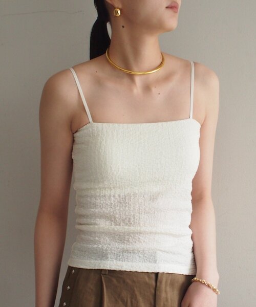 LOUNGEDRESS(ラウンジドレス)の「【earthy_/アーシー】カップ付きジャガードキャミ(キャミソール・レディース・ブラック/オフホワイト・LARGE/MEDIUM/SMALL)」の2枚目の写真