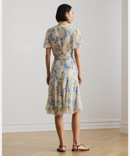 LAUREN RALPH LAUREN(ローレン ラルフ ローレン)の「フローラル クリンクル ジョーゼット サープリス ドレス(ワンピース・レディース・ブルー・0/00/10/2/4/6)」の4枚目の写真