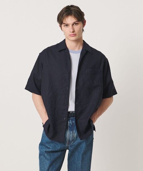 UNITED ARROWS（ユナイテッドアローズ）の「トリアセテート/ポリエステル ツイル オープンカラーシャツ（シャツ/ブラウス・メンズ・ナチュラル/オリーブ/レッド/ネイビー・L/S/M/XL）」の4枚目の写真