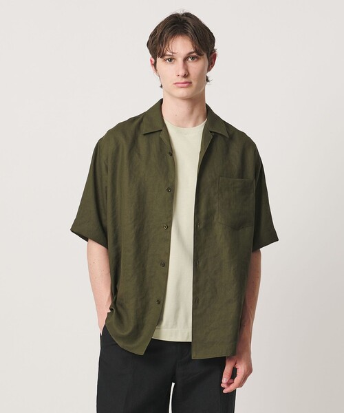UNITED ARROWS（ユナイテッドアローズ）の「トリアセテート/ポリエステル ツイル オープンカラーシャツ（シャツ/ブラウス・メンズ・ナチュラル/オリーブ/レッド/ネイビー・L/S/M/XL）」の3枚目の写真