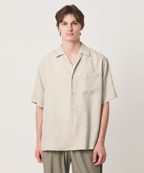 UNITED ARROWS（ユナイテッドアローズ）の「トリアセテート/ポリエステル ツイル オープンカラーシャツ（シャツ/ブラウス・メンズ・ナチュラル/オリーブ/レッド/ネイビー・L/S/M/XL）」の5枚目の写真