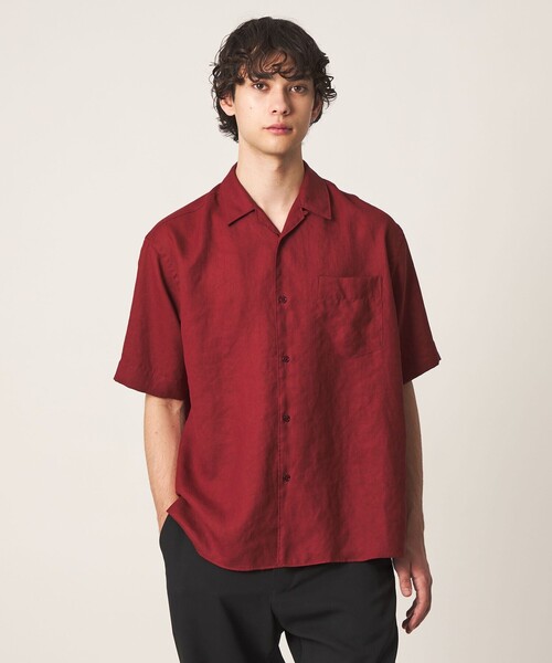 UNITED ARROWS（ユナイテッドアローズ）の「トリアセテート/ポリエステル ツイル オープンカラーシャツ（シャツ/ブラウス・メンズ・ナチュラル/オリーブ/レッド/ネイビー・L/S/M/XL）」の8枚目の写真
