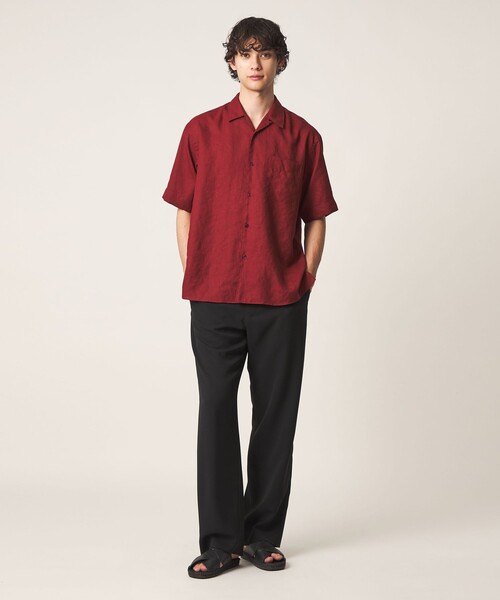 UNITED ARROWS（ユナイテッドアローズ）の「トリアセテート/ポリエステル ツイル オープンカラーシャツ（シャツ/ブラウス・メンズ・ナチュラル/オリーブ/レッド/ネイビー・L/S/M/XL）」の9枚目の写真