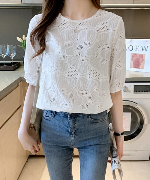 Flower design overall blouse — блуза с цветочным дизайном