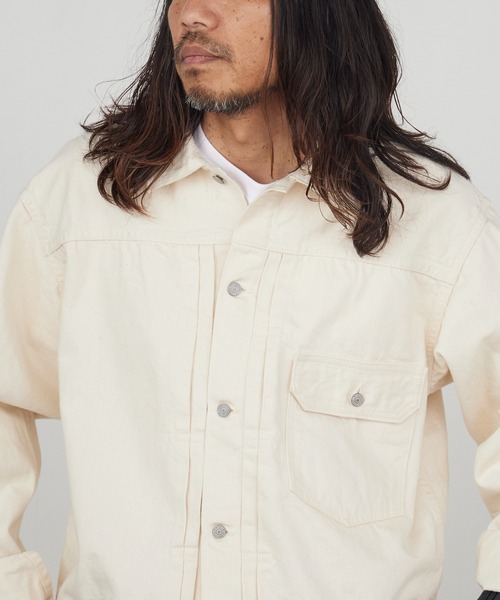 orSlow（オアスロウ）の「orslow/オアスロウ 1st 40'S Denim jacket ベージュカラー コットン リジットデニムジャケット 日本製 2026年春夏（デニムジャケット・メンズ・アイボリー・2/3/4）」の5枚目の写真