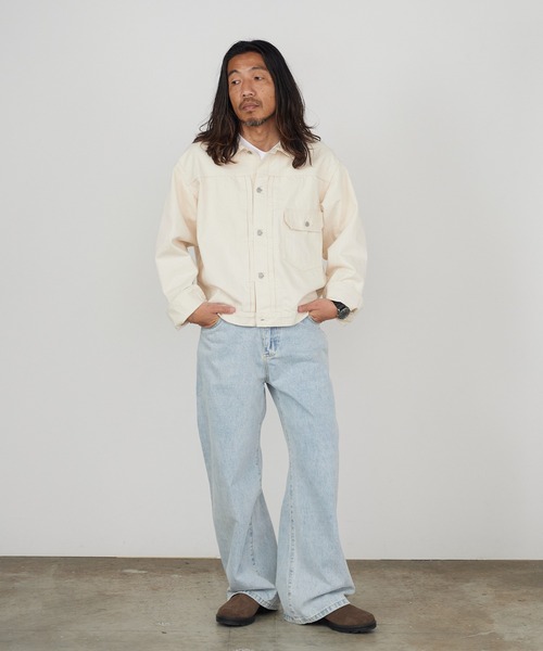 orSlow（オアスロウ）の「orslow/オアスロウ 1st 40'S Denim jacket ベージュカラー コットン リジットデニムジャケット 日本製 2026年春夏（デニムジャケット・メンズ・アイボリー・2/3/4）」の7枚目の写真