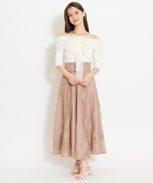 WILLSELECTION（ウィルセレクション）の「リボンチュールレイヤードリブニット（ニット/セーター・レディース・ブラック/サックスブルー/オフホワイト/イエロー・FREE）」の12枚目の写真