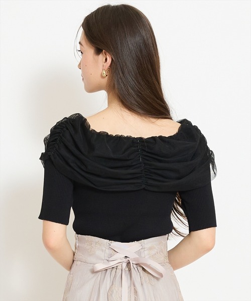 WILLSELECTION（ウィルセレクション）の「リボンチュールレイヤードリブニット（ニット/セーター・レディース・ブラック/サックスブルー/オフホワイト/イエロー・FREE）」の20枚目の写真