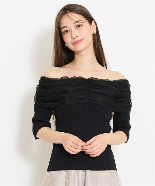 WILLSELECTION(ウィルセレクション)の「リボンチュールレイヤードリブニット(ニット/セーター・レディース・ブラック/サックスブルー/オフホワイト/イエロー・FREE)」の22枚目の写真