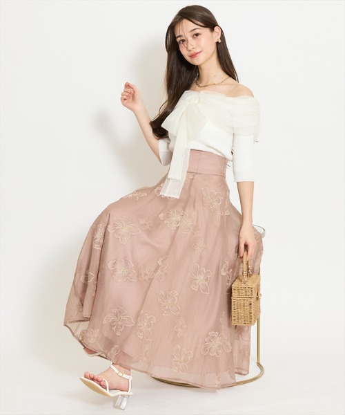 WILLSELECTION（ウィルセレクション）の「リボンチュールレイヤードリブニット（ニット/セーター・レディース・ブラック/サックスブルー/オフホワイト/イエロー・FREE）」の13枚目の写真