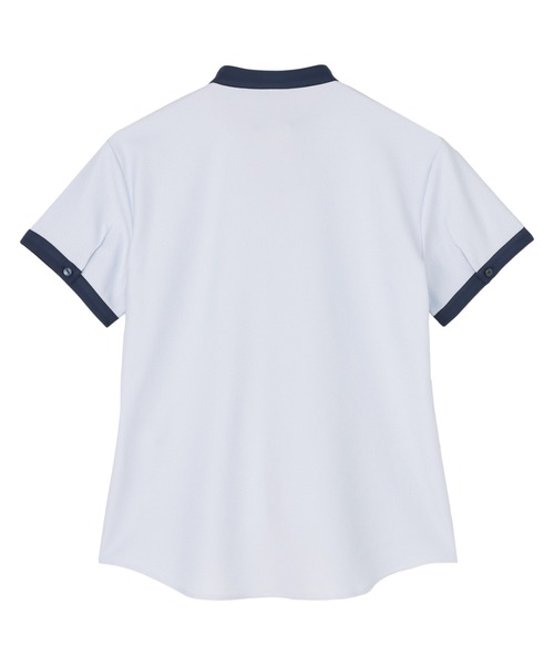 TOKYO SHIRTS(トウキョウシャツ)の「【吸水速乾】【COFREX】配色 スキッパー衿 ブラウス 半袖 レディースデザインシャツ(シャツ/ブラウス・レディース・ブルー・M/LL/XL/L/S)」の2枚目の写真
