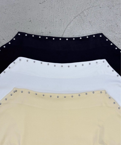 Rohwel(ローウェル)の「Stud Off-Shoulder Top / スタッズオフショルダートップス(Tシャツ/カットソー・レディース・ホワイト/イエロー/グレー・FREE)」の21枚目の写真