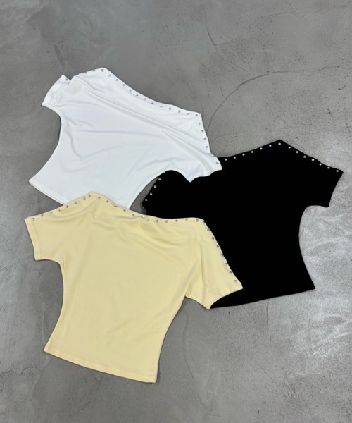 Rohwel(ローウェル)の「Stud Off-Shoulder Top / スタッズオフショルダートップス(Tシャツ/カットソー・レディース・ホワイト/イエロー/グレー・FREE)」の20枚目の写真