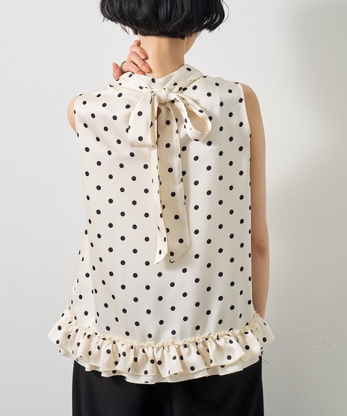 NOGLE（ノグル）の「【NOGLE/ノグル】ポルカドットリボントップス（Tシャツ/カットソー・レディース・ホワイト/ブラック・FREE）」の16枚目の写真