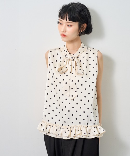 NOGLE（ノグル）の「【NOGLE/ノグル】ポルカドットリボントップス（Tシャツ/カットソー・レディース・ホワイト/ブラック・FREE）」の14枚目の写真