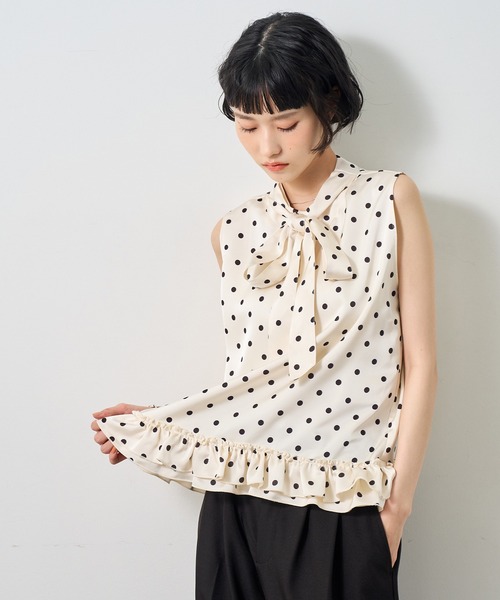 NOGLE（ノグル）の「【NOGLE/ノグル】ポルカドットリボントップス（Tシャツ/カットソー・レディース・ホワイト/ブラック・FREE）」の20枚目の写真