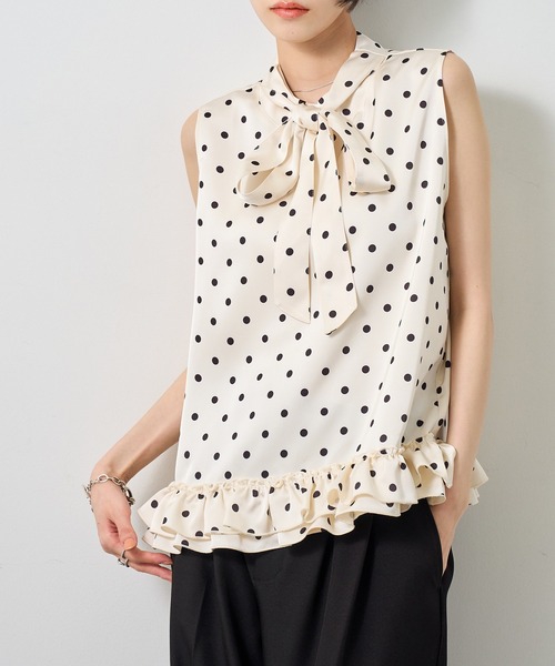 NOGLE（ノグル）の「【NOGLE/ノグル】ポルカドットリボントップス（Tシャツ/カットソー・レディース・ホワイト/ブラック・FREE）」の22枚目の写真