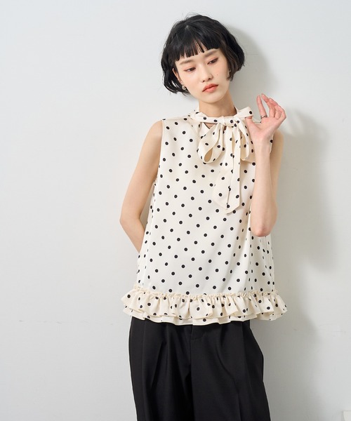 NOGLE（ノグル）の「【NOGLE/ノグル】ポルカドットリボントップス（Tシャツ/カットソー・レディース・ホワイト/ブラック・FREE）」の17枚目の写真
