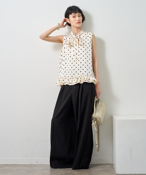 NOGLE（ノグル）の「【NOGLE/ノグル】ポルカドットリボントップス（Tシャツ/カットソー・レディース・ホワイト/ブラック・FREE）」の18枚目の写真