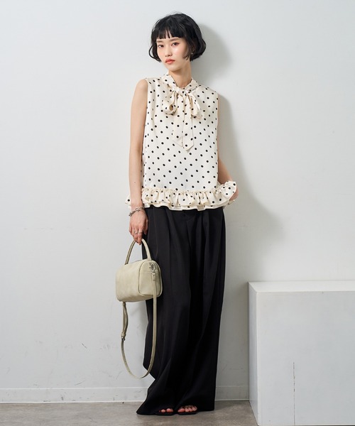 NOGLE（ノグル）の「【NOGLE/ノグル】ポルカドットリボントップス（Tシャツ/カットソー・レディース・ホワイト/ブラック・FREE）」の19枚目の写真