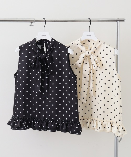 NOGLE(ノグル)の「【NOGLE/ノグル】ポルカドットリボントップス(シャツ/ブラウス・レディース・ホワイト/ブラック・FREE)」の3枚目の写真