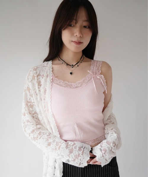 SORUTT(ソルト)の「【 SORUTT / ソルト 】 レーストリム リボンデザイン カップ付きキャミ / タンクトップ #(キャミソール・レディース・ブラック/ホワイト/ピンク・FREE)」の20枚目の写真