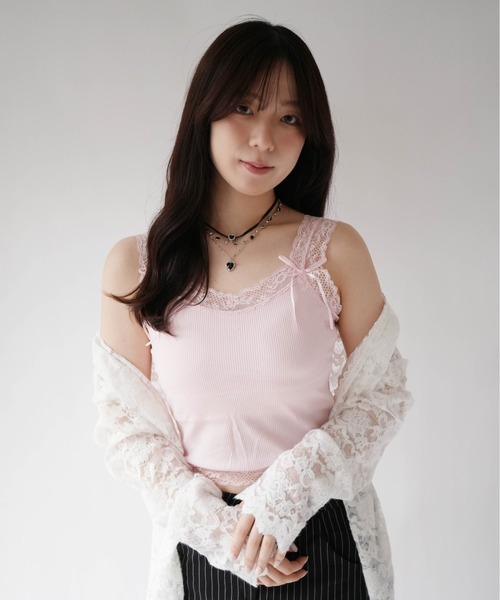 SORUTT(ソルト)の「【 SORUTT / ソルト 】 レーストリム リボンデザイン カップ付きキャミ / タンクトップ #(キャミソール・レディース・ブラック/ホワイト/ピンク・FREE)」の17枚目の写真