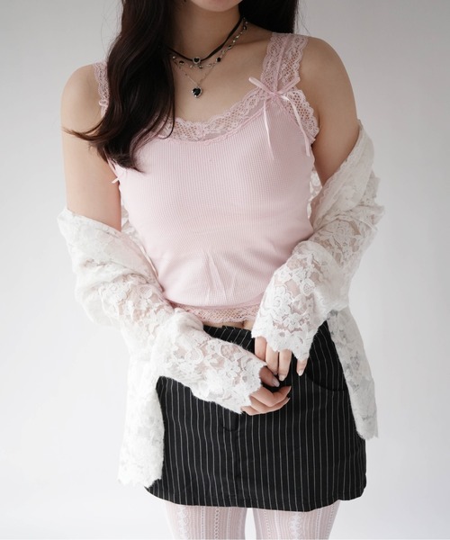 SORUTT(ソルト)の「【 SORUTT / ソルト 】 レーストリム リボンデザイン カップ付きキャミ / タンクトップ #(キャミソール・レディース・ブラック/ホワイト/ピンク・FREE)」の19枚目の写真