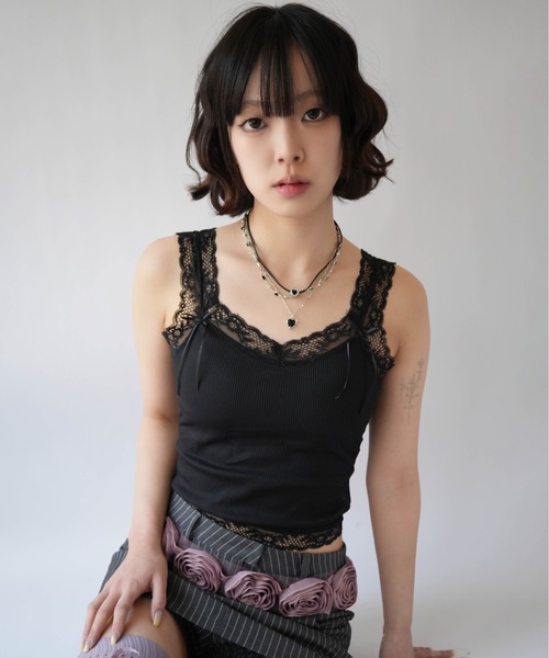 SORUTT(ソルト)の「【 SORUTT / ソルト 】 レーストリム リボンデザイン カップ付きキャミ / タンクトップ #(キャミソール・レディース・ブラック/ホワイト/ピンク・FREE)」の11枚目の写真