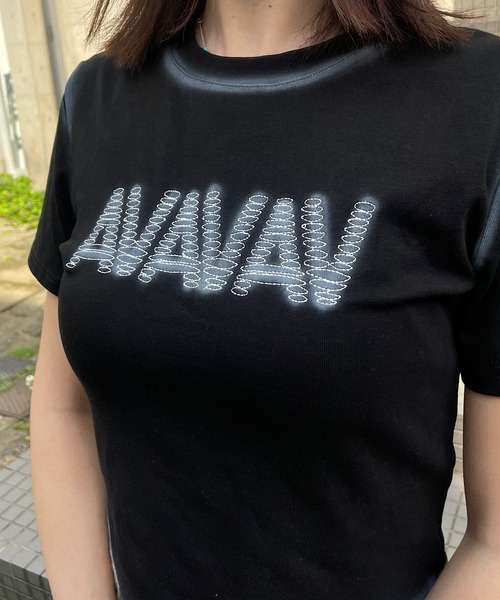 ROGER AND RAW(ロジャーアンドロウ)の「スプレープリント フロントロゴ ショートT(Tシャツ/カットソー・レディース・グレー/ブラック/ホワイト・FREE)」の19枚目の写真