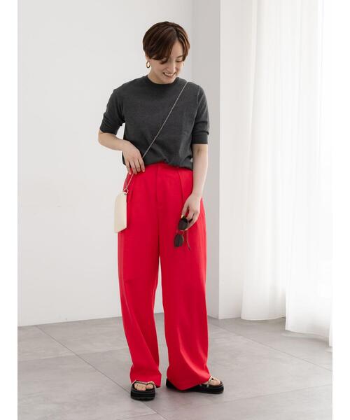 Te chichi(テチチ)の「レーヨンリネンストレートパンツ(その他パンツ・レディース・ネイビー/オフホワイト/グリーン/レッド・M/S)」の7枚目の写真