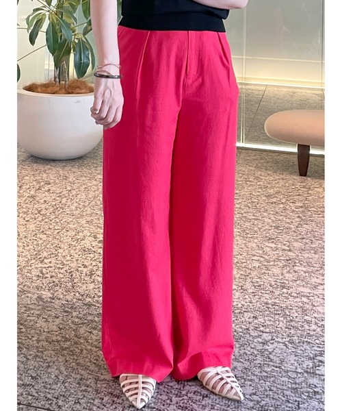 Te chichi(テチチ)の「レーヨンリネンストレートパンツ(その他パンツ・レディース・ネイビー/オフホワイト/グリーン/レッド・M/S)」の1枚目の写真