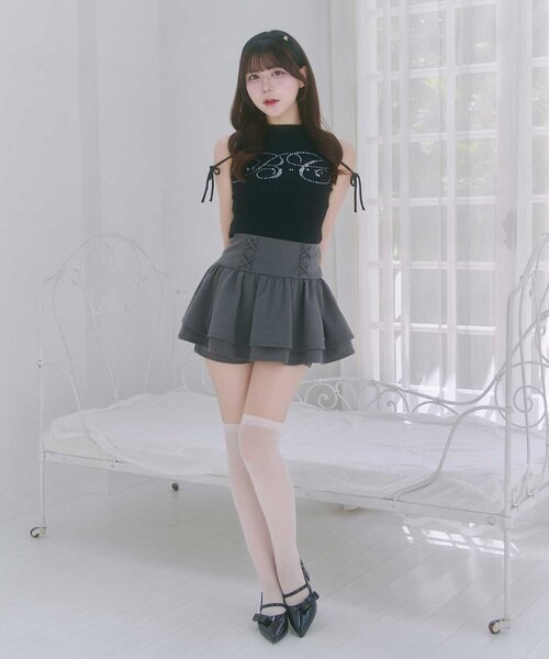 OLIVE des OLIVE(オリーブデオリーブ)の「【Belle Charme】BC Logo Sleeveless Rib Knit(ニット/セーター・レディース・トップグレー/ベージュ/ピンク/ブラック・FREE)」の5枚目の写真