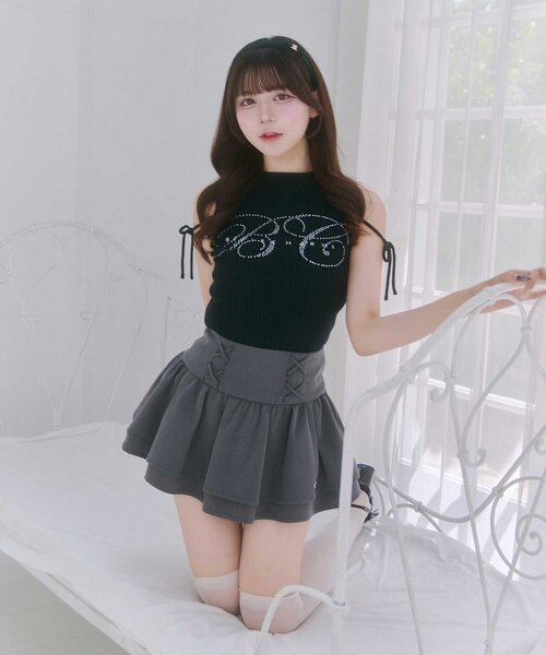 OLIVE des OLIVE(オリーブデオリーブ)の「【Belle Charme】BC Logo Sleeveless Rib Knit(ニット/セーター・レディース・トップグレー/ベージュ/ピンク/ブラック・FREE)」の6枚目の写真