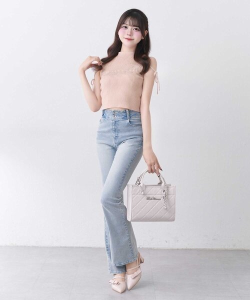 OLIVE des OLIVE(オリーブデオリーブ)の「【Belle Charme】BC Logo Sleeveless Rib Knit(ニット/セーター・レディース・トップグレー/ベージュ/ピンク/ブラック・FREE)」の15枚目の写真
