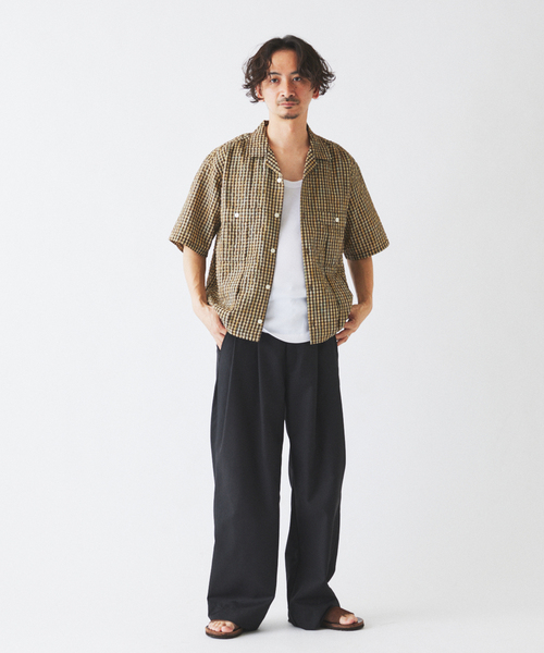 JOURNAL STANDARD relume(ジャーナルスタンダード レリューム)の「サッカー チェック キューバシャツ(シャツ/ブラウス・メンズ・ブラウン/レッド/ネイビー・MEDIUM/LARGE)」の9枚目の写真