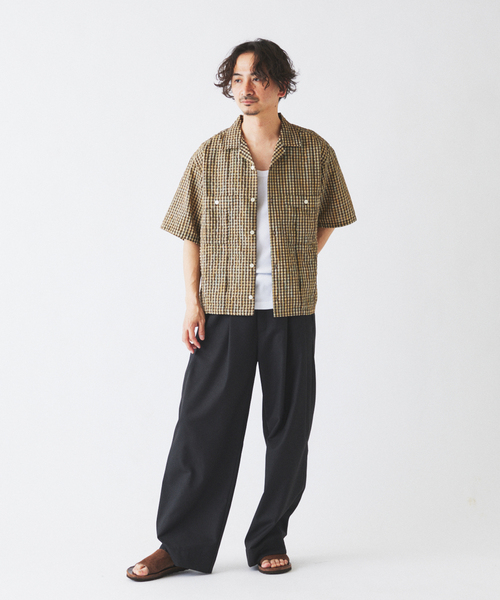 JOURNAL STANDARD relume(ジャーナルスタンダード レリューム)の「サッカー チェック キューバシャツ(シャツ/ブラウス・メンズ・ブラウン/レッド/ネイビー・MEDIUM/LARGE)」の12枚目の写真