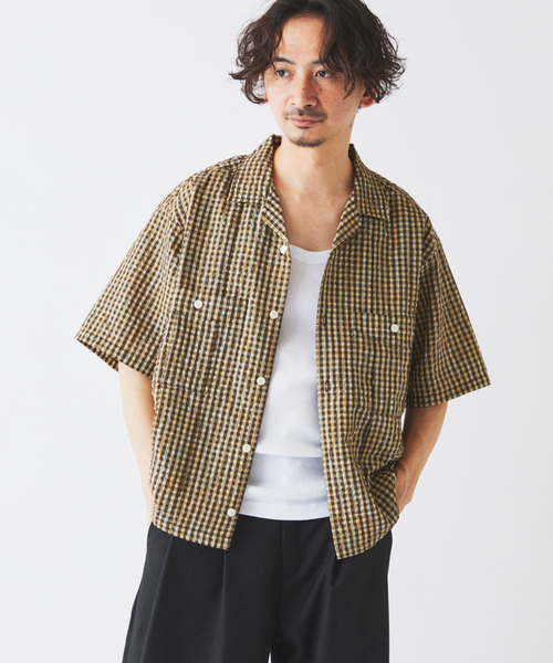 JOURNAL STANDARD relume(ジャーナルスタンダード レリューム)の「サッカー チェック キューバシャツ(シャツ/ブラウス・メンズ・ブラウン/レッド/ネイビー・MEDIUM/LARGE)」の13枚目の写真