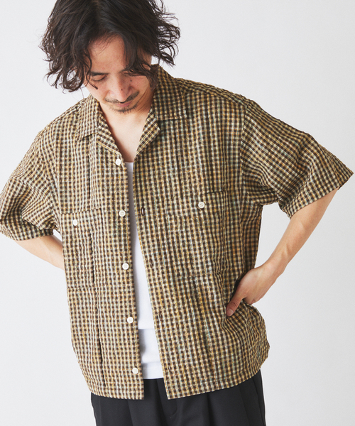 JOURNAL STANDARD relume(ジャーナルスタンダード レリューム)の「サッカー チェック キューバシャツ(シャツ/ブラウス・メンズ・ブラウン/レッド/ネイビー・MEDIUM/LARGE)」の14枚目の写真